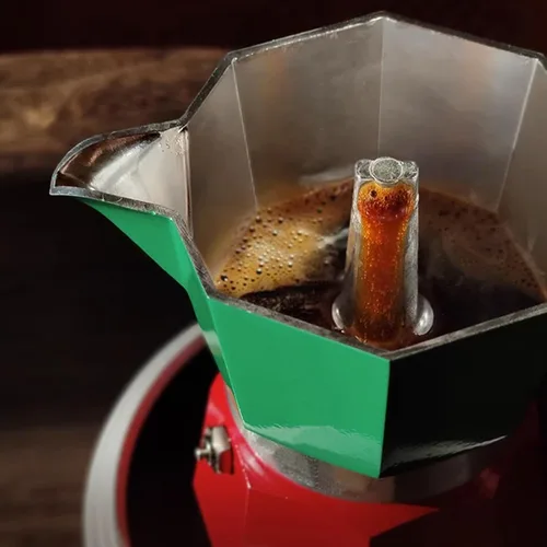 Vista 2 de Cafetera Moka Pot - Cafetera italiana de 6 tazas/10 onzas, cafetera espresso para estufa de gas o cerámica eléctrica, para camping, manual de café