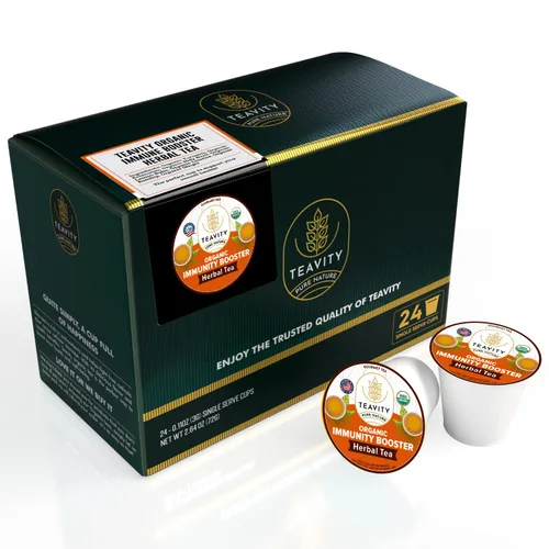 Vista 79 de Teavity - Cápsulas de té orgánico de manzanilla para Keurig - Cápsulas de té descafeinado - Manzanilla agradable (36 cápsulas de té)
