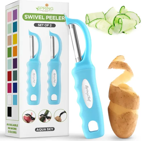 Vista 14 de Spring Chef Pelador de verduras giratorio prémium, color negro