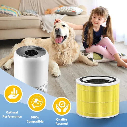 Vista 4 de Core 300 - Filtro de repuesto compatible con Levoit Core 300, Core 300S, Part# Core 300-RF-PA, paquete de 2, amarillo