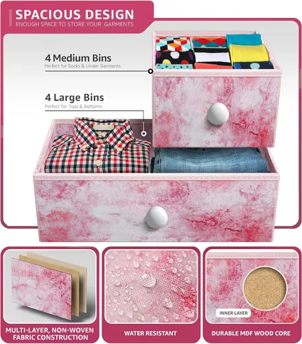 Vista 139 de Sorbus Cómoda con 8 cajones - Mueble para almacenar ropa para niño, para dormitorio, pasillo, clóset, oficina – Marco de acero, parte superior