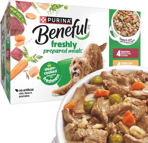 Vista 24 de Comidas preparadas Purina Beneful, comida para perro, paquete surtido, 10 onzas Tubo, paquete de 8