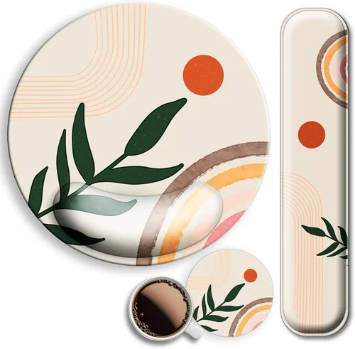 Vista 21 de Alfombrilla de mouse y soporte para reposamuñecas para teclado, con base de poliuretano antideslizante, alfombrilla de mouse de gel con posavasos