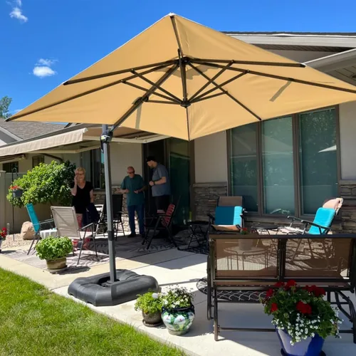 Vista 60 de PURPLE LEAF Sombrilla de Patio de 8 Pies para Exteriores Sombrilla Cantilever Cuadrada de Aluminio Sombrilla Offset con Rotación de 360 Grados