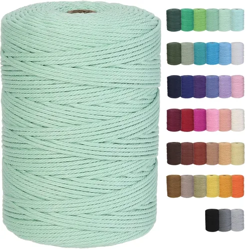 Vista 23 de Cuerda de macramé de algodón de 3 mm, 328 yardas, suministros de macramé de color natural, cuerda de algodón suave para colgar plantas, colgador