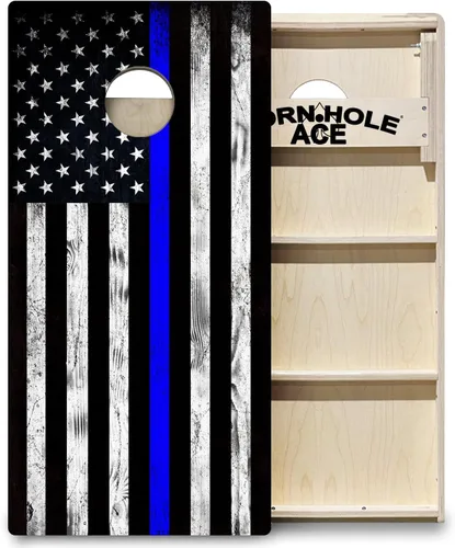 Vista 8 de CornholeAce ACE PRO - Juego de tablas para cornhole con bandera americana, sin rebote, patas anchas triples, madera contrachapada de abedul báltico