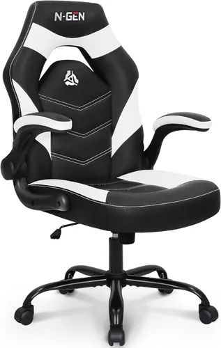 Vista 12 de N-GEN - Silla ergonómica para videojuegos, escritorio para computadora, silla de oficina con soporte lumbar, ruedas giratorias de altura ajustable
