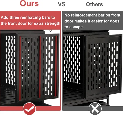 Vista 2 de Jaula indestructible para perros de 44 pulgadas, resistente y de alta ansiedad, a prueba de golpes, jaula de techo puntiaguda de metal para perros