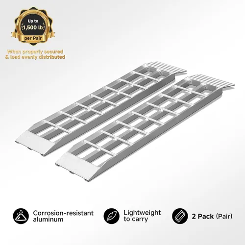 Vista 5 de 2 rampas de cobertizo de aluminio, rampas de carga, rampas de cortacésped para capacidad de cobertizo, 1500 libras, 8 pulgadas de ancho, 36 pulgadas