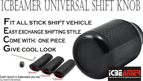 Vista 4 de ICBEAMER Drifting JDM Styles - Perilla de palanca de cambios manual de aluminio con fibra de carbono real (5 y 6 velocidades)