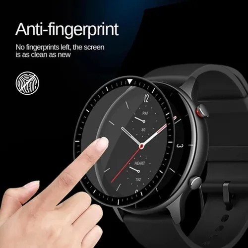 Vista 5 de Protector de pantalla de borde curvado 3D de 3 piezas compatible con Amazfit T-Rex Pro Smart Watch, película protectora de TPU transparente HD suave