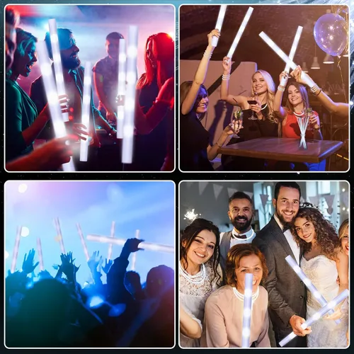 Vista 7 de Yinder 12 barras de brillo LED, bastones de luz de 18.9 pulgadas con 3 modos de luz intermitente para adultos, conciertos, escenarios, bodas, raves