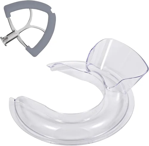 Stainless Steel Flex Edge Beater with Silicone Edges and Pouring Shield Compatible with KitchenAid 4.5-5QT Mixer Bowl, Beater Paddle Attachment