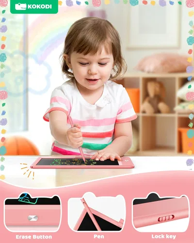 Vista 5 de KOKODI Tableta de escritura LCD, 8.5 pulgadas, tableta de dibujo para dibujar, almohadillas de dibujo electrónicas reutilizables borrables, juguete