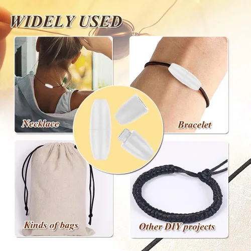 Vista 6 de Broche de separación para cordón de plástico para cuentas de barril de 30 juegos de cierres de seguridad blancos para cordones de 0.098 pulgadas