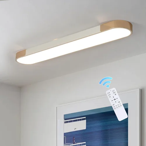 Vista 19 de Qcyuui Luces LED de Techo Regulables 46.4'' Accesorios de Iluminación para Cocina de Techo Negro Empotrado con Control Remoto Luz de Techo Lineal