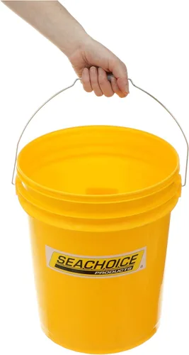 Vista 4 de Seachoice Cubo de plástico de 5 galones con mango de metal, amarillo