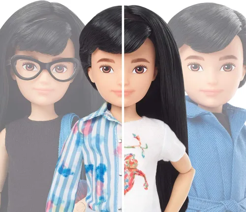 Vista 6 de Creatable World Kit de personajes de lujo, muñeca personalizable, pelo liso negro