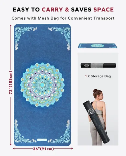 Vista 7 de HAPBEAR Large Yoga Mat - 72"x36" Extra Wide Exercise Mat - 1/4" Thick Dual Color PVC Anti-Slip Surface & High Cushioning - Ideal for Yoga, Pilates