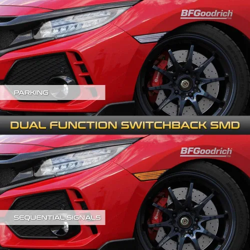 Vista 8 de VIPMOTOZ [Switchback + señal de giro secuencial] Luz de señal de giro LED blanca y ámbar con lente ahumada frontal para Honda Civic, lado
