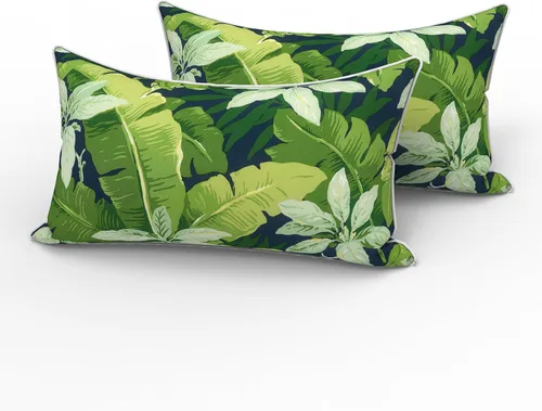 Vista 110 de LVTXIII - Juego de fundas para cojines de sofá o sillón de exteriores, para lumbar, no se decoloran, 2 unidades de 12" x 20", con relleno, estampado