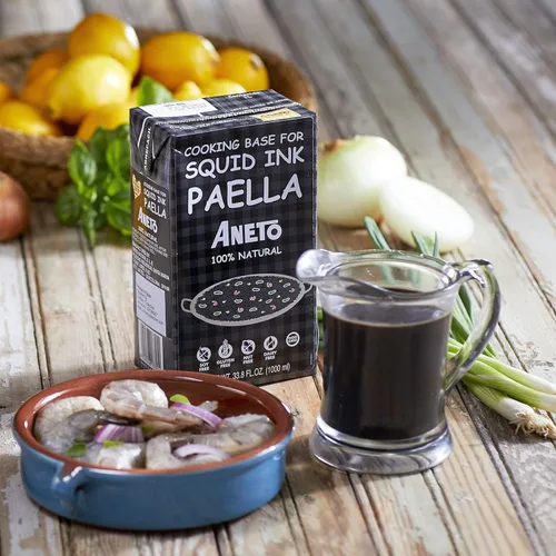 Vista 3 de Aneto Caldo base de cocina de paella de tinta de calamar 33.83 onzas 1 paquete Ingredientes 100% naturales