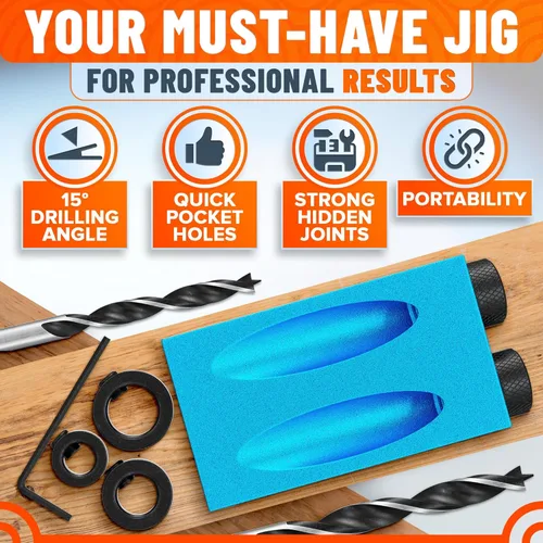 Vista 4 de 14 plantillas compactas de agujero de bolsillo – Construye fácilmente juntas fuertes y limpias con tornillos ocultos. Plantilla de tornillo