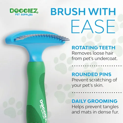 Vista 4 de Rastrillo de aseo - Rastrillo de pelo de una cara para perros o gatos - Cepillo para perros para quitar pelo - Herramienta de desenmascaramiento