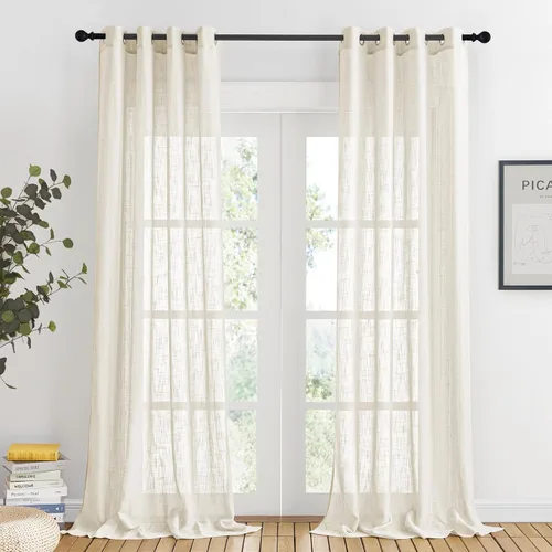 Vista 29 de Nicetown - Cortinas para puerta corredera transparentes de lino sintético de 100 pulgadas de ancho, para puerta de patio
