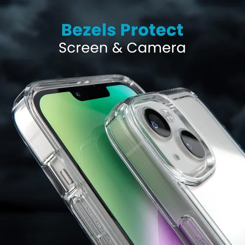 Vista 4 de Speck Funda transparente para iPhone 14 y iPhone 13 - Protección contra caídas, resistente a arañazos y anti-amarillamiento, funda de doble capa