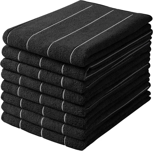 Vista 8 de Premium Kitchen Towels - Super Absorbent, Soft and Thick Dish Hand Towels, 4 Pack Dish Towels, 26 x 18 Inch, Grey and White