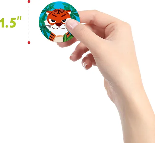 Vista 8 de 600 calcomanías redondas de animales marinos de zoológico en 16 diseños con línea perforada versión ampliada (cada uno mide 1.5 pulgadas de diámetro)