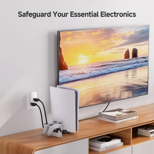 Vista 3 de Protección contra sobretensiones Cable Matters de una salida [catalogado como ETL] de 1350 julios para TV, PC, Xbox, PS5, refrigerador, cinta