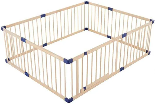 Vista 14 de Jolan Corralito de madera para bebés, valla de seguridad anticaídas, con puerta, para interiores y exteriores, centro de actividades para niños