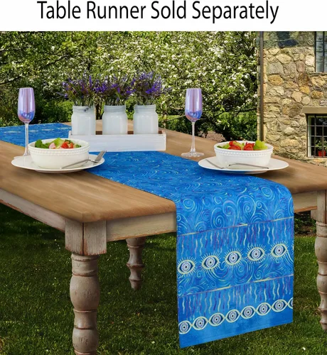 Vista 5 de Home Bargains Plus Juego de 4 manteles individuales rectangulares con diseño de ojo malvado azul, resistentes a las arrugas, al agua y a