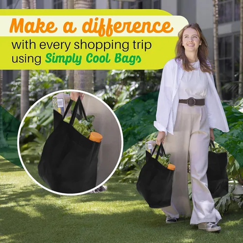 Vista 7 de Simply Cool Bolsas de comestibles reutilizables ecológicas de 14.5 x 14 x 6.6 pulgadas, resistentes y plegables, bolsas de compras a granel