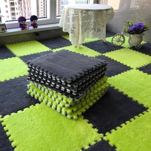 Vista 7 de 12 alfombrillas de juego de rompecabezas de azulejos entrelazadas de espuma EVA suave, alfombrillas protectoras para el suelo para la habitación