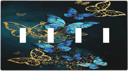 Vista 65 de Placa de Cubierta de Interruptor de Luz de 2 Posiciones Combinación de Abstracción/1 Toggle 1 Rocker Placas Decorativas de Pared de Plástico Negro
