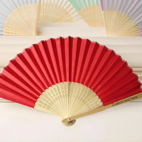 Vista 13 de Ventilador de seda plegable personalizado, abanicos de bambú personalizados para invitados de boda, despedida de soltera, baile, fiesta, decoración