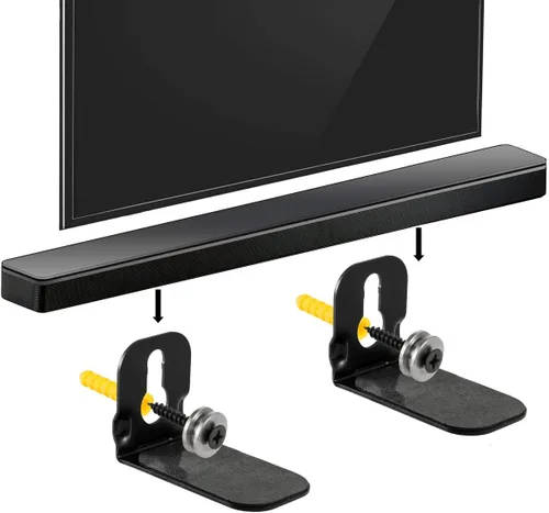 Vista 5 de Yimaut Wall Mount Bracket for JBL Bar 5.1 / Bar 3.1 / Bar 2.1 / Bar Studio Soundbar, 2 Pieces Black Sound Bar Brackets Holder + Screws + Metal