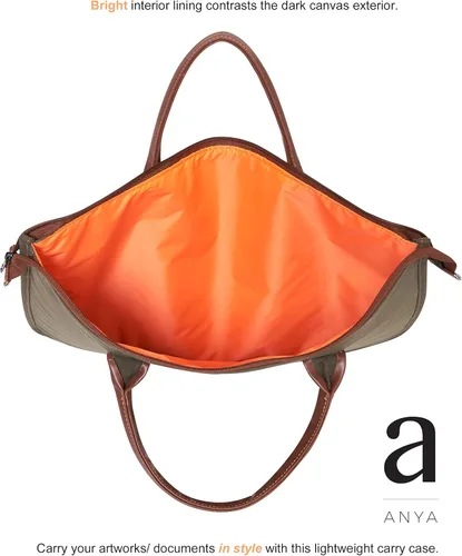 Vista 8 de ANYA Art portfolio bag, artist carrying case, storage bag for artwork, posters with zipper and handles, light weight art bag for professionals