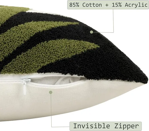 Vista 4 de Merrycolor Fundas de almohada bohemias de 20 x 20 pulgadas, copetudas, modernas de mediados de siglo, fundas de almohada abstractas de hojas Boho-a2