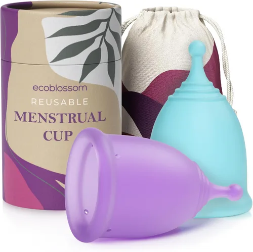Vista 10 de EcoBlossom - Juego de vasos menstruales reutilizables - Las copas menstruales de silicona de grado médico más confiables - Uso cómodo durante 12