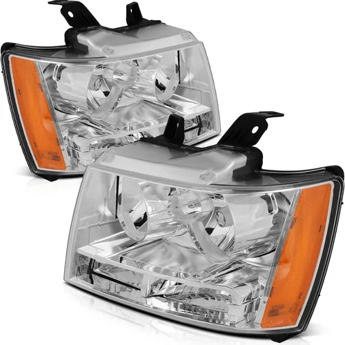 Vista 15 de Conjunto de faros delanteros para Chevy Avalanche 1500 2003-2006 para Avalanche 2500 03-06 para 1500 Classic 2007 carcasa negra reflector ámbar