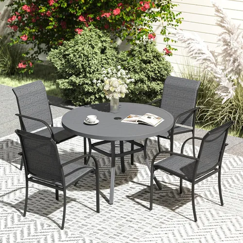 Vista 25 de VICLLAX Juego de comedor de patio de 7 piezas para 6, juego de muebles de exterior incluye mesa rectangular de 59 pulgadas para exteriores y 6