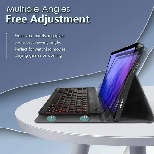 Vista 5 de Funda con teclado retroiluminado para Samsung Galaxy Tab A7 10.4 "2020, 7 colores retroiluminación magnética desmontable teclado inalámbrico y funda