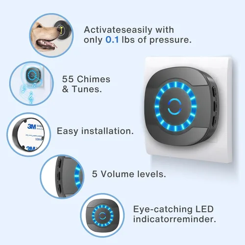 Vista 3 de Campana de puerta para perro, timbre para entrenamiento de perros, timbre de puerta para entrenamiento de perros y cachorros, puerta