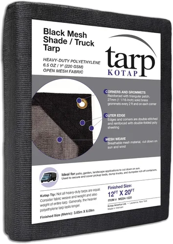 Vista 11 de Kotap Lona de malla negra resistente de 8 pies x 10 pies, 6.5 onzas, Artículo: MESH-0810