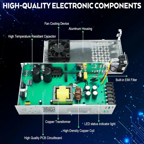 Vista 7 de Vayalt DC 12V 83.3A 1000W Fuente de Alimentación Conmutada, Convertidor 110V/220V CA a CC, Conmutación Regulada Universal, Fuente de Alimentación