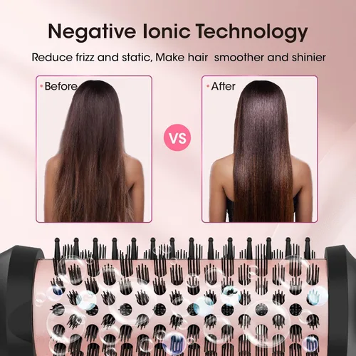 Vista 8 de CINOSTAR Heated Round Brush for Blowout Look Volumizer, 1.5 inch Styler Tool, 6 Temps Ionic Thermal Brush, Fast Heating, Dual Voltage for Travel
